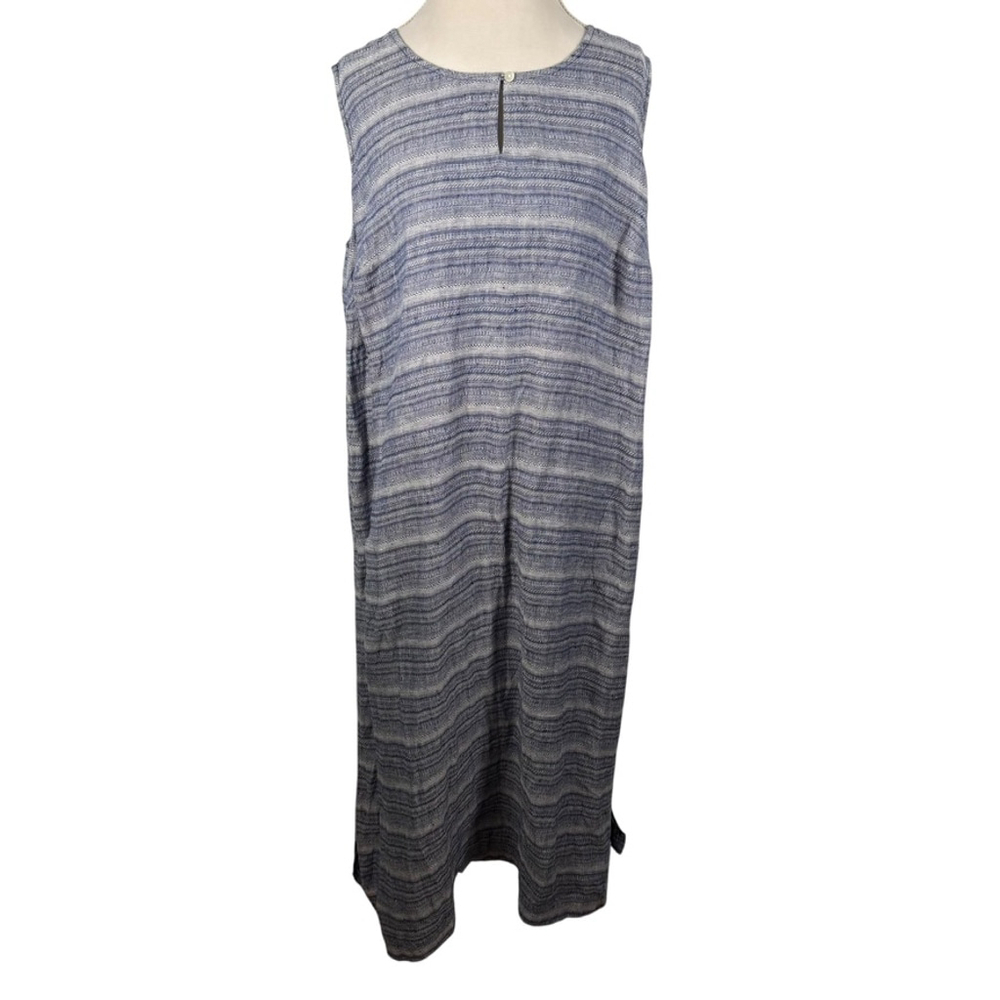 Pure J. Jill Linen Shift Maxi Dress Key-Hole Sleeveless Pocket Sapphire Size XL - Picture 7 of 9